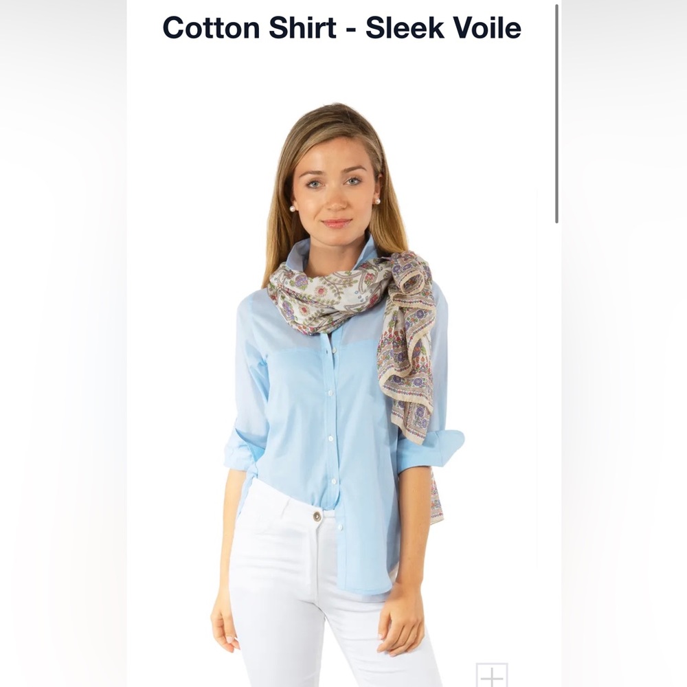 Gretchen Scott sleek voile cotton shirt- Pale Blue S